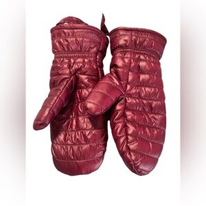 Quilted Fleece Lined Burgundy Mittens M/L